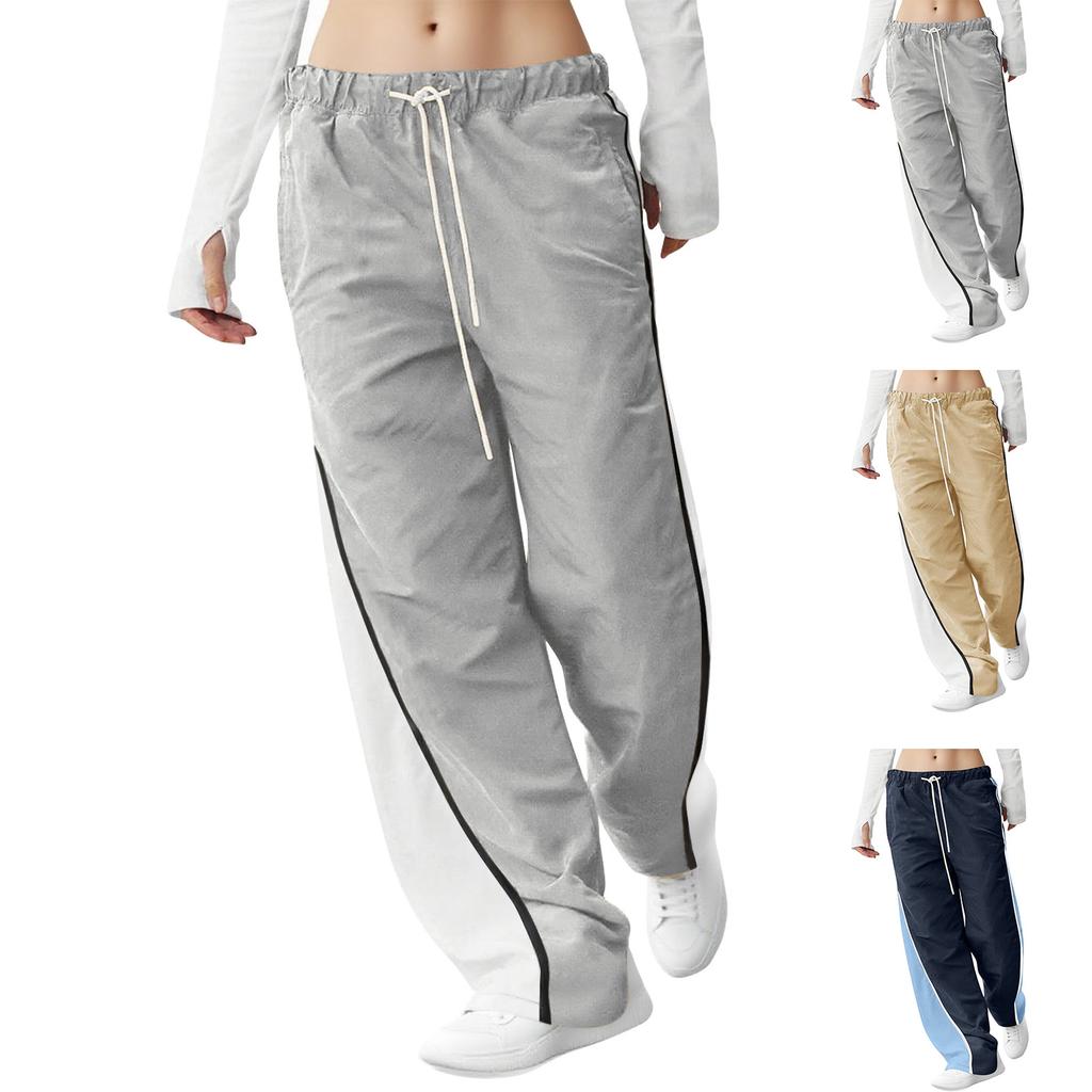 Women's Loose Wide Leg Sweatpants Casual Drawstring Elastic Waist Colorblock Sportswear Pants