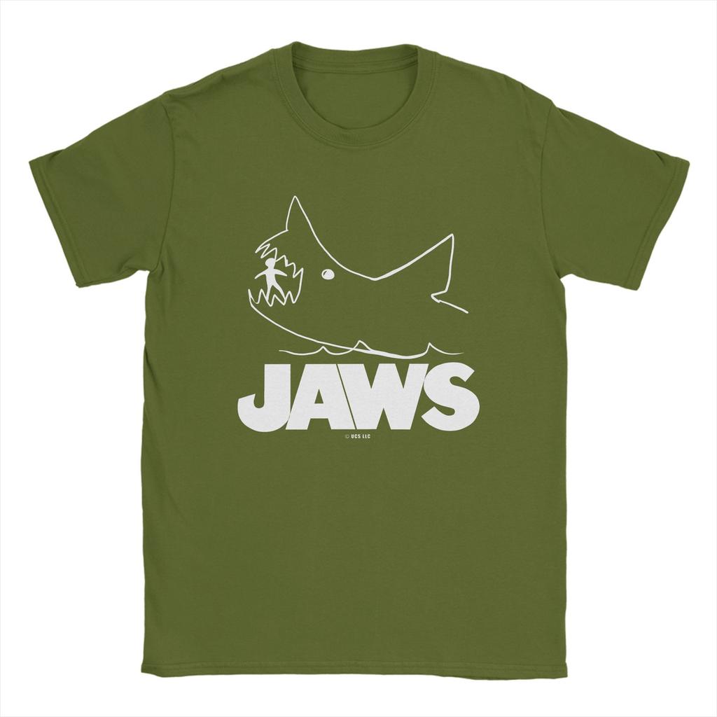 Jaws Movie T Shirt Hip Hop T-Shirts Short-Sleeved Vintage Tops Summer 100% Cotton O Neck Plus Size 5XL Tees