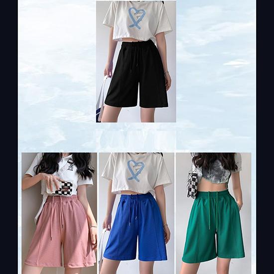 Летние быстросохнущие спортивные женские шорты из ледяного шелка, тонкие, тонкие, свободные, с высокой талией, широкие брюки средней длины, модная женская одежда