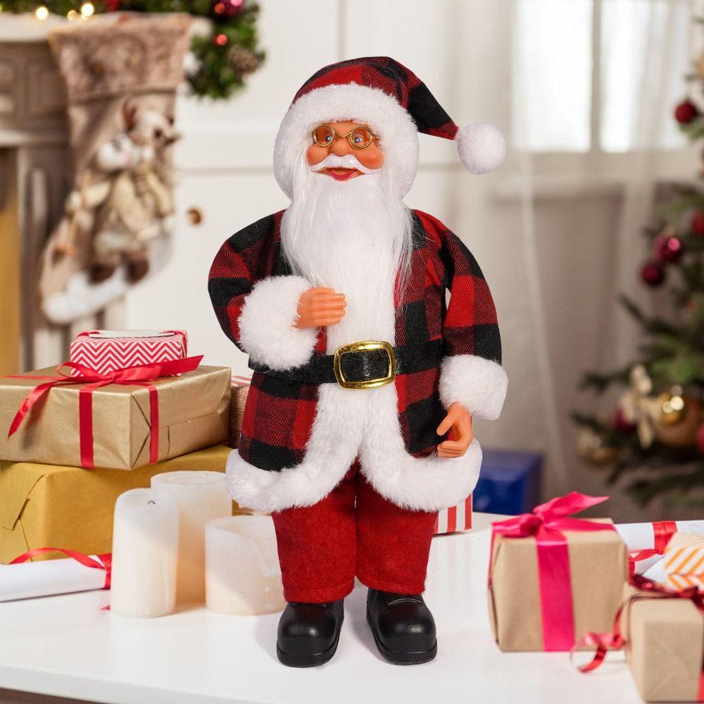 3D Santa Claus Figure Cute Christmas Decorations 12 Inch Standing Santa Doll Window