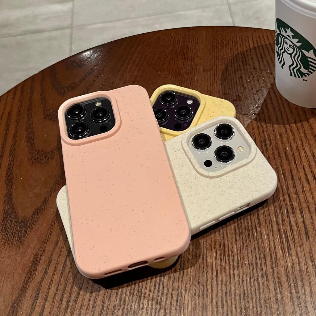 Eco Biodegradable Wheat Straw Soft Phone Case For iPhone 17 Air 16 E 15 14 Plus 13 12 Mini 11 Pro Fashion Matte Shockproof Cover