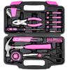 DOWELL Home Tool Set with Plastic Storage General Household Hand Tool Mini Repair Tool Kit for College and Home Use 40-Piece (Pink), Box, Kit, Women,
