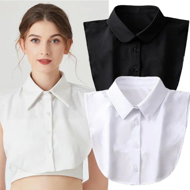 Женская хлопковая рубашка с искусственным воротником, съемные черные белые воротники, модная однотонная блузка с искусственным воротником, унисекс, аксессуары для одежды