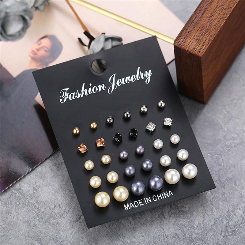 Small Simulation Pearl Earrings Set Women Korean Fashion Color Bead Stud Earring Jewelry