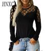 Women's Fashion Casual Autumn Winter Solid Color Print Long Sleeve O-Neck Blouses & Shirts