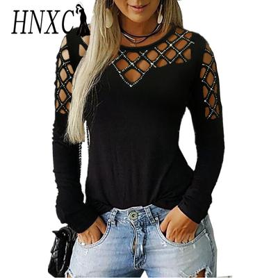 Женские модные повседневные осенне-зимние однотонные блузки и рубашки с круглым вырезом и длинными рукавами с принтом