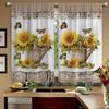 2 шт. штор с принтом подсолнухов в корзине, подходят для украшения спальни, гостиной, кухни, домашнего декора, украшения окон