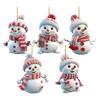 5 Pcs Christmas Snowman Ornament 2D Flat Acrylic Snowman Hanging Decoration Cartoon Snowman Pendant for Christmas Tree Mantel Door Decor