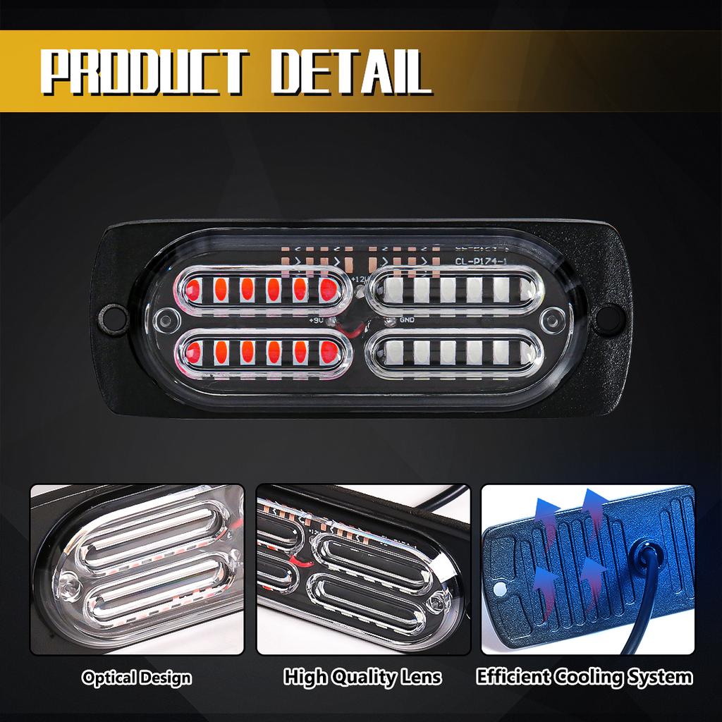 8-в-1 светодиодный светильник для гриля автомобиля, стробоскоп, красный, синий, аварийный, умный, с дистанционным управлением, для автомобиля, грузовика, прицепа, фургона, проблесковый маячок, решетка безопасности 12 В 24 В