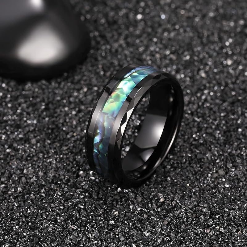 [Rockyu] вольфрамовое кольцо серебряное супер твердое ширина 8 мм натуральное кольцо из ракушки долговечность плоское удары не повредят другу день рождения подарок мода