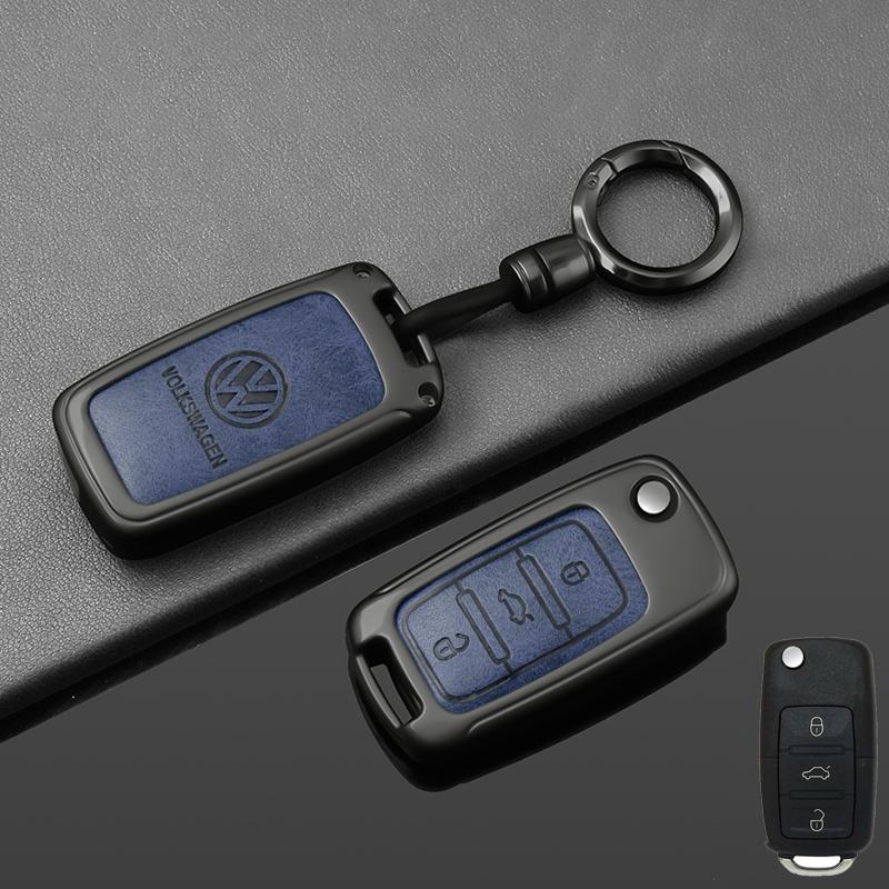 For VOLKSWAGEN Alloy Leather Car Remote Key Case Cover for VW Volkswagen Polo Tiguan Passat B5 B6 B7 Golf 4 5 6 MK6 Jetta Lavida