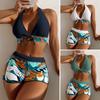Swimsuit Split Print Boxers Swimsuit European and American Sexy Women Bikini