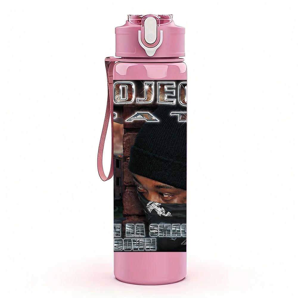 1PC Black Band Album 750ml sports water bottle leakproof straw lid outdoor office home