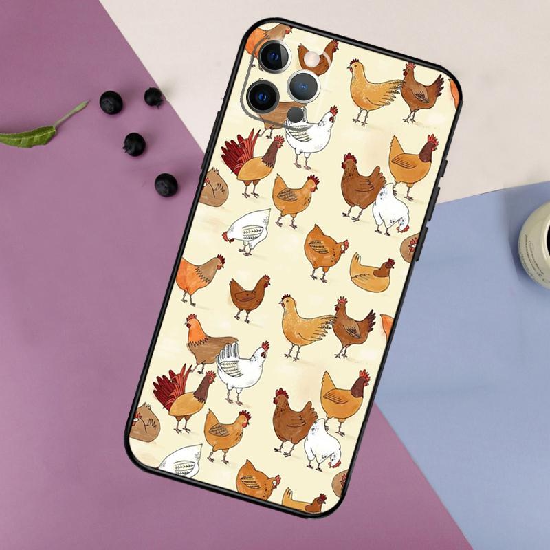 Chicken Pattern Phone Case For iPhone 17 16 15 14 11 12 13 Pro Max Plus 12 13 mini 16e 17 Air Bumper Cover