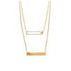 [Q6283] - Gold-plated Double Necklace 'Identity' White Gold - 40 and 45 Cm