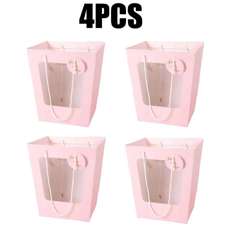 Трапециевидная сумка-тоут с окошком, упаковка для букета кукол, подарочный бумажный пакет, бумажный пакет для цветов/горшечных растений, прозрачная сумка-тоут для цветов