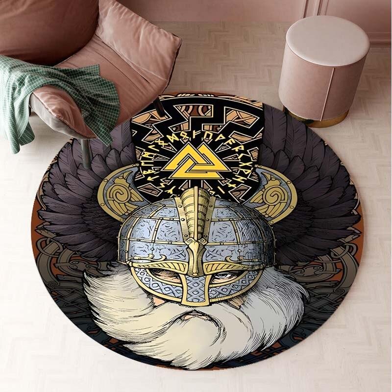 Винтажный ковер Nordic Viking, круглый коврик, круглый ковер, коврик для ванной, черный коврик, украшение для дома, коврики для кухни, ковры для гостиной