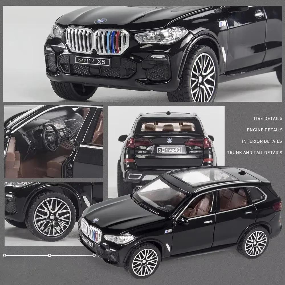 New 1:32 Scale BMW X5 Alloy Car Model Die-cast Toy Light Sound SUV 6 Doors Openable Miniature Vehicle Children's Collection Gift Pickup Ornaments