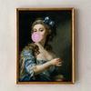 Funny Altered Art Portrait Poster Dark Academia Rococo Print Vintage Pastel Portrait Canvas Painting Bubblegum Baroque Art Print
