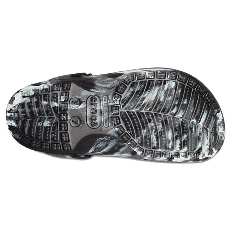 Crocs Ева Удобные Теплые Клоги с Мраморным Узором Унисекс Клоги Черный Белый 208333-0C4