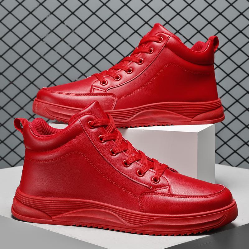 Fashion Couple Red Men Casual Sneakers Fashion High Top Men Shoes Big Size 46 Hip Hop Streetwear Skateboard Shoes Men Platform Footwear