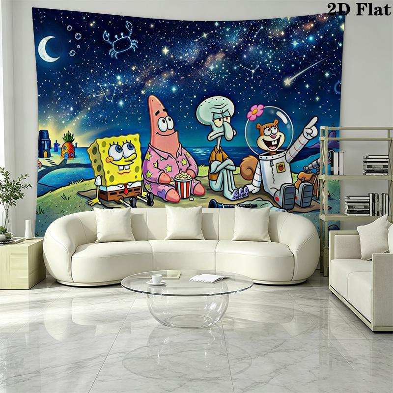 SquarePants Wall Tapestry Aesthetic Wall Hanging Printed Fabric Blanket Decorative Tapestries for Bedroom Living Room Home Decor