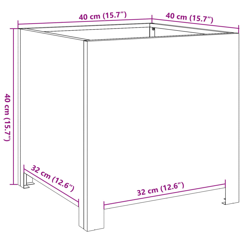 White Plant Pot 40x40x40 cm Steel