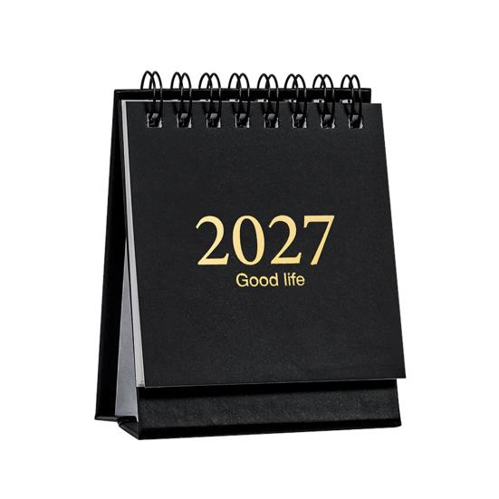 Прочный планировщик на спирали 2027-2028, мини настольный перекидной календарь, 18 месяцев, с января. Маленький календарь для рабочего места 2027 по Июнь. 2028, Карман