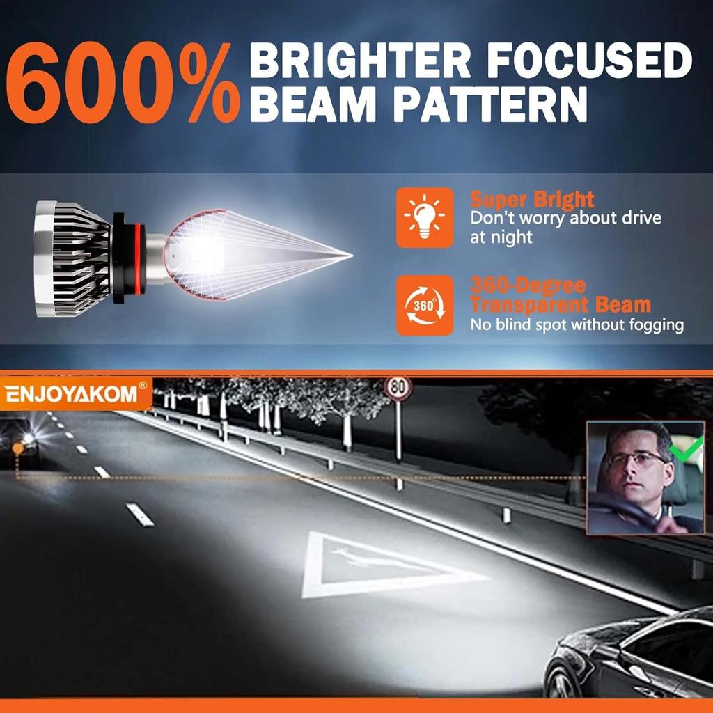 9005 + H11 + 5202 LED Fog Light Bulbs Fit For 2007-2013 GMC SIERRA 1500 2500 3500 LED Bulbs 6000K Cool White, Pack Of 6