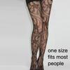 Black Hollowed Out Lace Mesh Pantyhose Floral Rattan Bottomed Stockings Tights