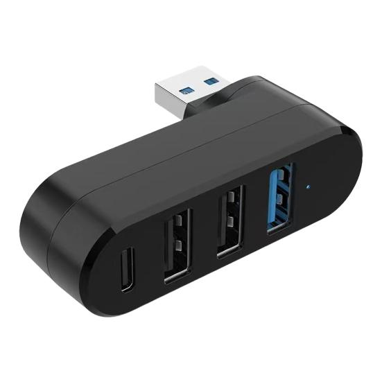 4-портовый USB 3 Скорость передачи Универсальный хаб 5 Гбит/с Подключи и работай Вращаемый на 180 градусов USB