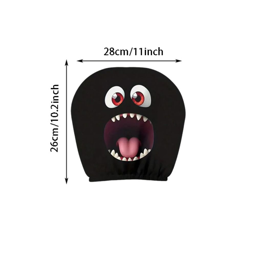 2Pcs Cartoon Car Pillowcase Exaggerated Car Seat Headcover Halloween Christmas Holiday