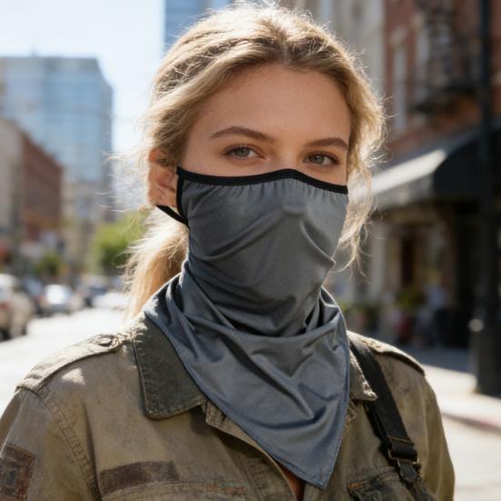 Защита от солнца Быстросохнущая ткань Ледяной шелк Защита для лица с эластичными ушными петлями Треугольный шарф Удлиненный бафф для лица