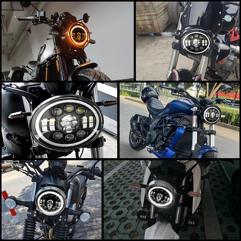 1 шт. 7 дюймов светодиодные фары ходовые огни череп ангельские глазки цвет Halo DRL 12 В 24 В для Wrangler 4x4 Niva внедорожный мотоцикл