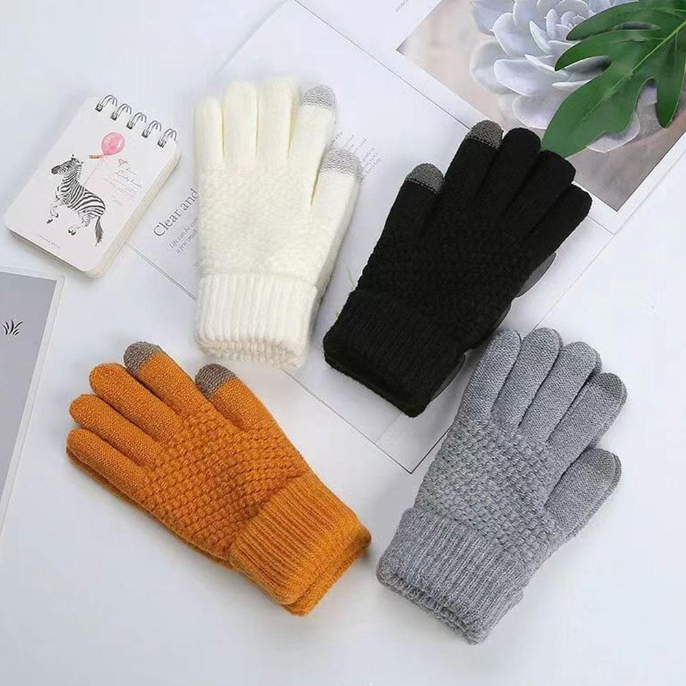 Winter Touch Screen Gloves Warm Elastic Knitted Full Finger Gloves for Men and Women Suitable for Outdoor Cycling Driving