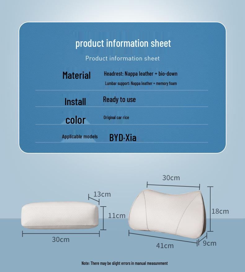 BYD Xia Beige Lumbar Support and Neck Pillow Set for Cars