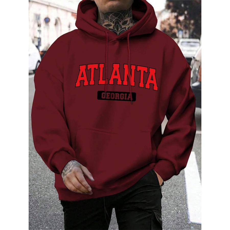 Atlanta Feorgia Atlanta Feorgia Printing Мужская толстовка Harajuku Casual Hoody Модная свободная толстовка с капюшоном Винтажные флисовые топы