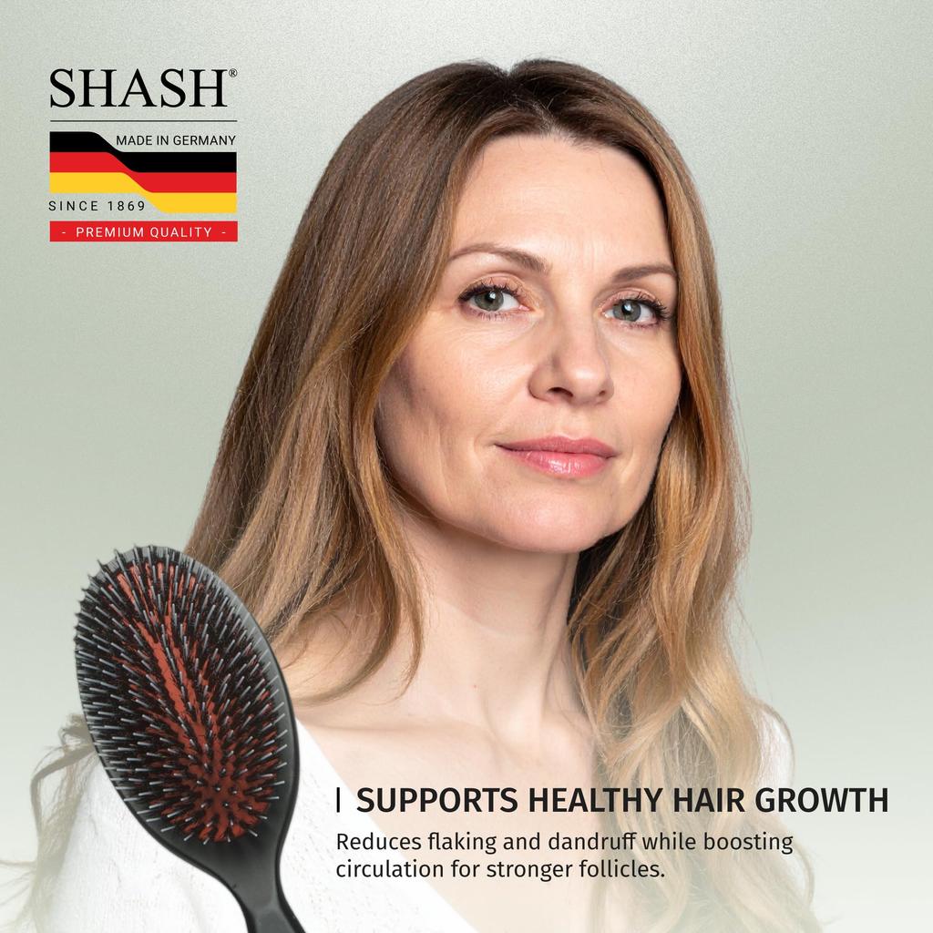 Handmade in Germany since 1869 Nylon and Boar Bristle Brush For Normal to Heavy and - Hair, Travel, Kids, (Medium)