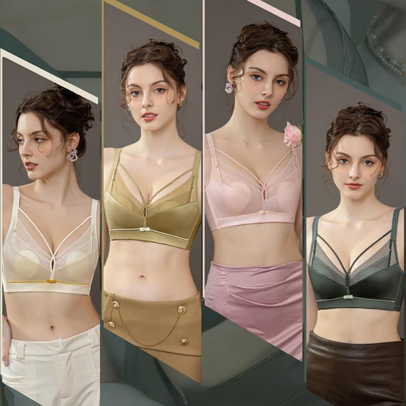 Новое летнее атласное ультратонкое модное нижнее белье без стального кольца. Мягкий и удобный регулируемый бюстгальтер со сборками.