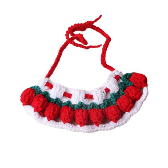 Knitted Pet Collar Tie Adjustable Handmade Small Animals Collar Strap for Chicken Duck Goose Parrot Rabbits