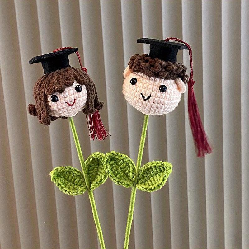 Выпускной сезон Докторская шляпа Мальчик Девочка Животное Букет Школьный Ручной Вязаный Шерстяной Вязаный Букет, Декор Из Ткани