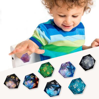 Игральные кости Liquid Core Resin Dice Sharp Edge 20-сторонние игральные кости золотисто-серебристого цвета с цифрами Многогранные игральные кости Quicksand Multi-sided D20 игральные кости для ролевой игры Реквизит для игральных костей