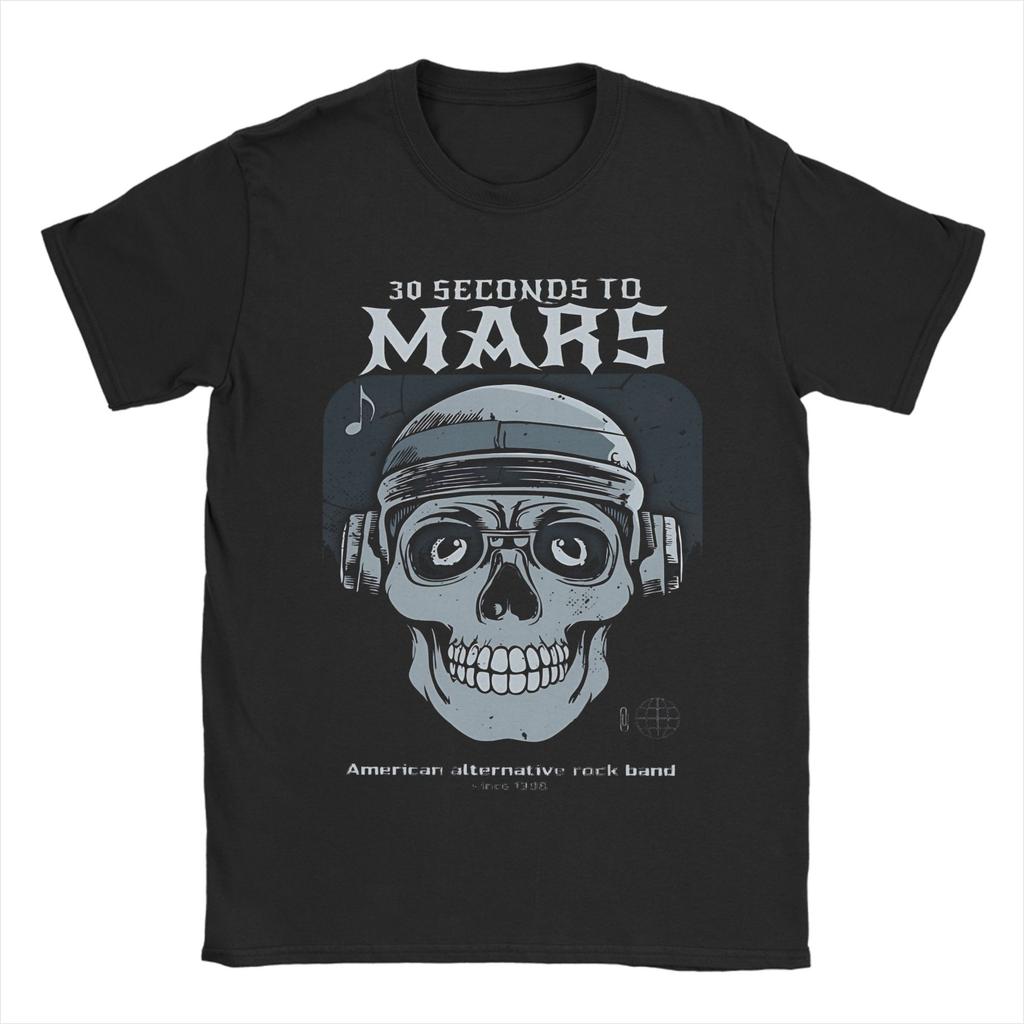 Retro THIRTY SECONDS TO MARS Rock Music Band TShirt For Unisex Unisex Round Neck Short Sleeve Tops Cotton Summer Clothing