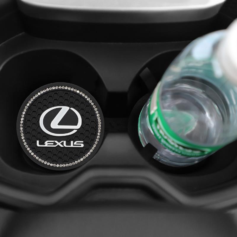 2Pcs Silica Gel Car Water Cup Mat Anti Noise Coaster For Lexus F-SPORT ES RX NX LS UX LM LX GX LC RZ IS CT GS RC HS SC TX LBX YK4