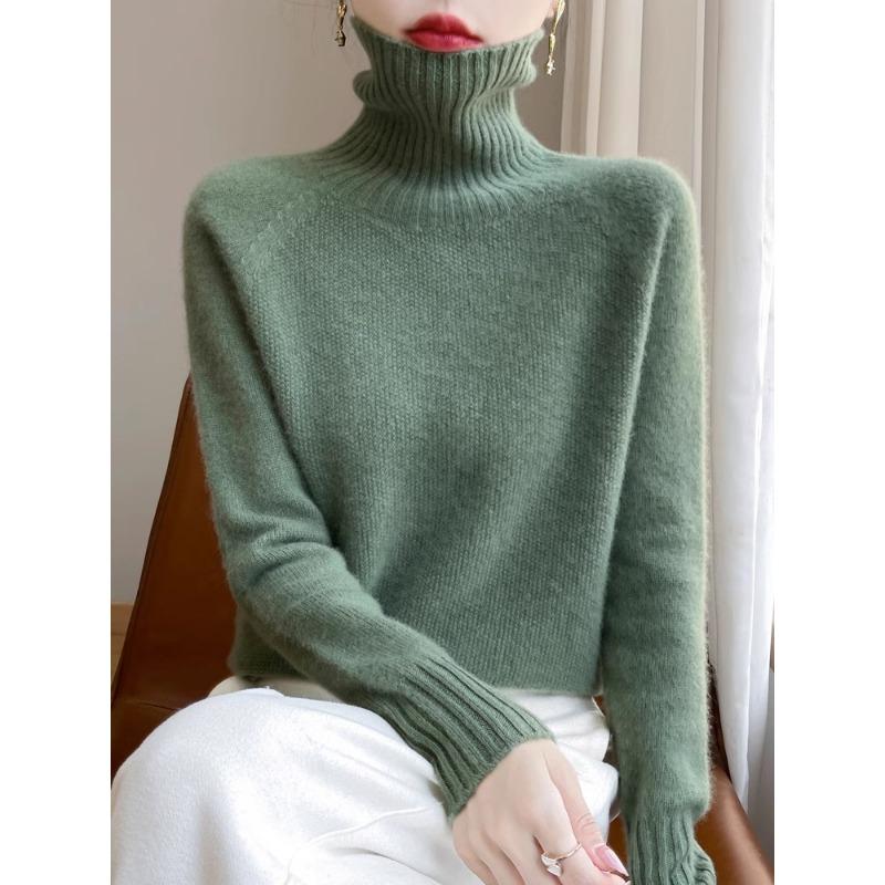 Женская осенне-зимняя водолазка, свитер, новый свободный трикотажный низ, толстый повседневный базовый топ с длинным рукавом, однотонная одежда 2234