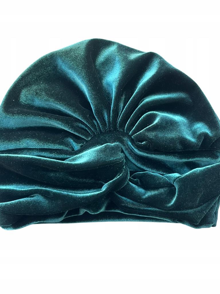Sara Women' Turban Bottle Green Velvet Headwear Fashion and Comfort