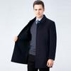 Кашемировое пальто мужское средней длины осенне-зимнее для мужчин среднего возраста шерстяное шерстяное пальто-ветровка