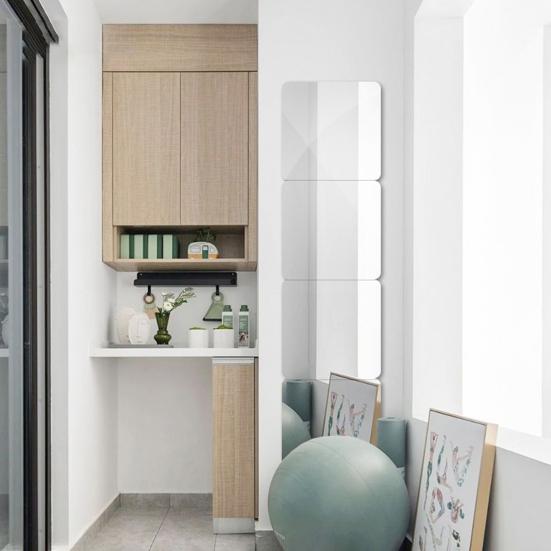 4Pcs Full Length Mirror Tile Sticker Self Adhesive Easy To Install Waterproof Removable Large Full Body Mirror Set