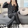 Order A Size Up Women's Striped Pajama Set Solid French Silk Satin Pajamas  Two Piece Set Comfortable Home Pajamas