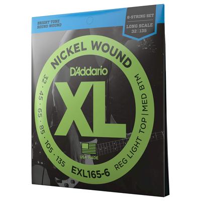 Никелевые струны для бас-гитары с удлиненной мензурой D'Addario 6-струнные .032-.135 EXL165-6 [ ]